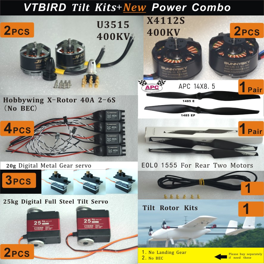 XUWING VTBIRD Tilt Rotor kits + Power Combo